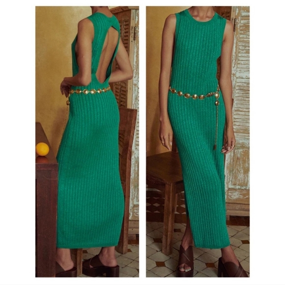 Spell mercury ribbed knit metallic emerald maxi dress - Picture 3 of 10